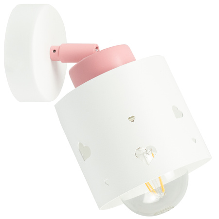KINKIET BIAŁÓ-RÓŻOWY SERDUSZKA DLA DZIECI LAMPA ŚCIENNA RUCHOMY LUMIMI KBR/1