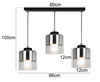 Lampa wisząca 3 szklany klosz chrom regulowany 100 cm led E27
