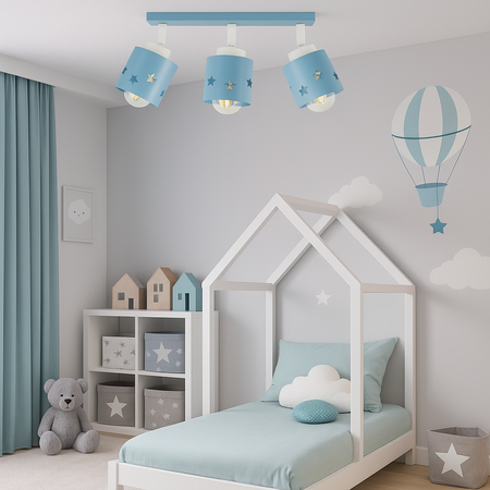 LAMPA SUFITOWA DZIECIĘCA NIEBIESKA WISZĄCA PLAFON GWIAZDKI RUCHOMY LUNARI LN/3