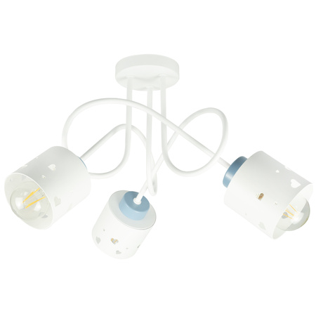 LAMPA SUFITOWA DLA DZIECI LED BIAŁO-NIEBIESKA ŻYRANDOL SERCA NOWOCZESNA ŻYRANDOL LUMIMI BBN/3