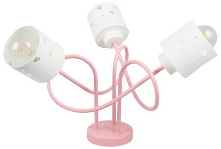 LAMPA SUFITOWA KOLOROWA DLA DZIECI RÓŻOWA ŻYRANDOL E27 SERCA WISZĄCA LUMIMI RB/3