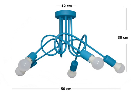 LAMPA SUFITOWA MONDO LOFT 1001/5 KOLOR TURKUSOWY (DROBNA STRUKTURA) MODERNO