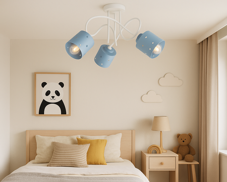 LAMPA DO POKOJU DZIECIĘCEGO SUFITOWA LED BIAŁO-NIEBIESKA ŻYRANDOL SERCA WISZĄCA LUMIMI BN/3