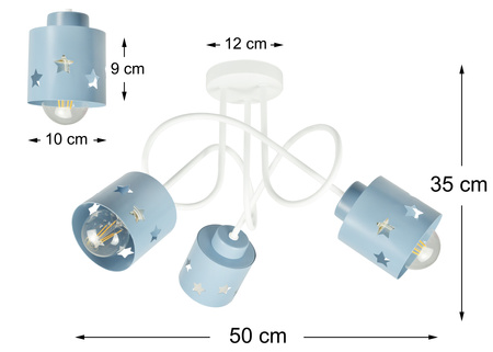 LAMPA SUFITOWA GWIAZDKI KOLOROWA DO POKOJU DZIECIĘGO ŻYRANDOL 3 WISZĄCA LUNARI BN/3