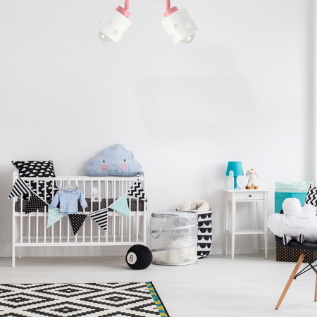 LAMPA SUFITOWA RÓŻOWO-BIAŁA GWIAZDKI DZIECIĘCA WISZĄCA RUCHOMA LUNARI LBR/2
