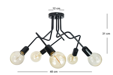 LAMPA SUFITOWA LUNA 1005/5 KOLOR CZARNY MODERNO