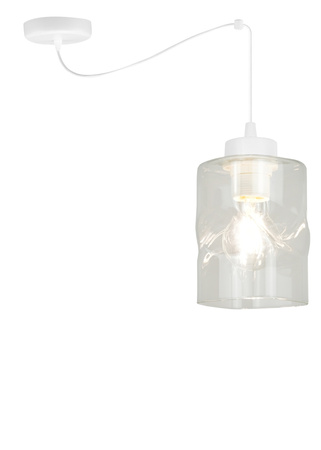 Lampa AURA Pająk Biała Sufitowa Wisząca Żyrandol 1 Szklany Klosz Bezbarwny