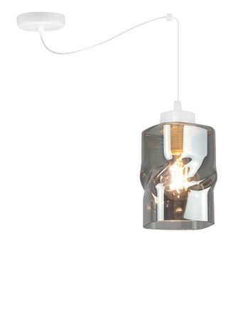 Lampa AURA Pająk Biała Sufitowa Wisząca Żyrandol 1 Szklany Klosz Grafitowy