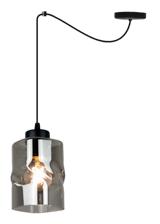 Lampa AURA Pająk czarna Sufitowa Wisząca Żyrandol 1 Szklany Klosz grafitowy