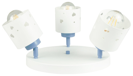 LAMPA SUFITOWA LED DZIECIĘCA PLAFON SERDUSZKA BIAŁO-NIEBIESKI RUCHOMY ŻYRANDOL E27 LUMIMI PBN/3