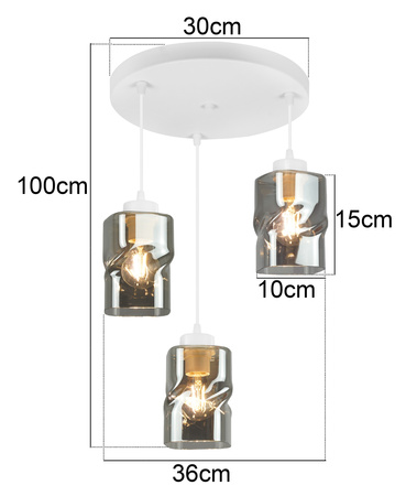 Plafon AURA Biały Szklany Grafitowy Klosz