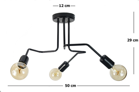 LAMPA SUFITOWA VANESSA 1004/3 KOLOR CZARNY MODERNO