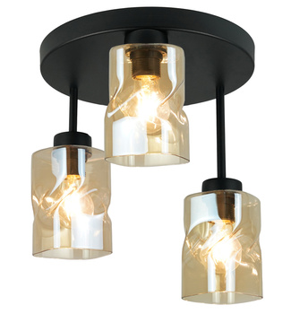 Plafon sufitowy AURA Czarny Szklany Miodowy Klosz