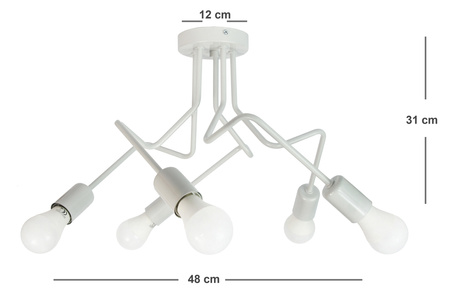 LAMPA SUFITOWA LUNA 1005/5 KOLOR SZARY MODERNO