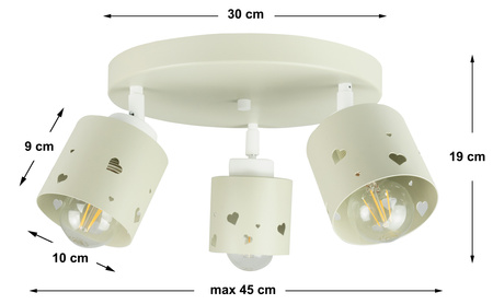 LAMPA SUFITOWA PLAFON BEŻOWA DLA DZIECI WISZĄCA ŻYRANDOL SERCA LED RUCHOMY LUMIMI PB/3