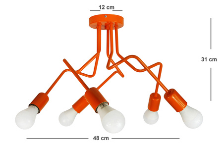 LAMPA SUFITOWA LUNA 1005/5 KOLOR POMARAŃCZOWY MODERNO