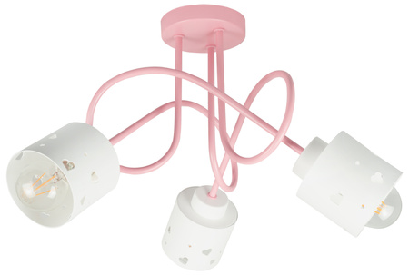 LAMPA SUFITOWA KOLOROWA DLA DZIECI RÓŻOWA ŻYRANDOL E27 SERCA WISZĄCA LUMIMI RB/3