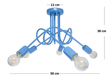 LAMPA SUFITOWA MONDO LOFT 1001/5 KOLOR JASNY NIEBIESKI MODERNO