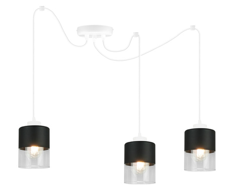 Lampa Pająk Wisząca Żyrandol 3 Płomienna Szklany Klosz Sufitowa Biała