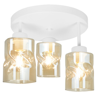 Plafon sufitowy AURA Biały Szklany Miodowy Klosz