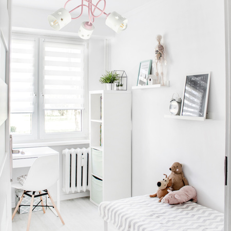 LAMPA RÓŻOWA DLA DZIECI SUFITOWA BIAŁE KLOSZE GWIAZDKI WISZĄCA ŻYRANDOL LUNARI RB/3