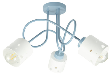 LAMPA SUFITOWA DO POKOJU DZIECIĘCEGO NIEBIESKO-BIAŁA ŻYRANDOL SERCA WISZĄCA LUMIMI NB/3