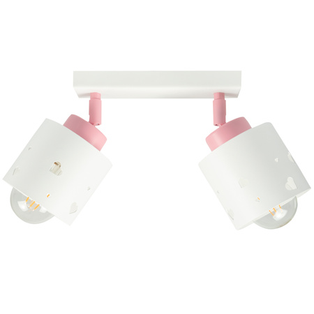 LAMPA SUFITOWA DLA DZIECI LISTWA SERDUSZKA BIAŁO-RÓŻOWA RUCHOMA LUMIMII LBR/2