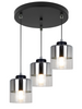 Szklana lampa sufitowa wisząca plafon czarny chrom 3 punkty led regulowany