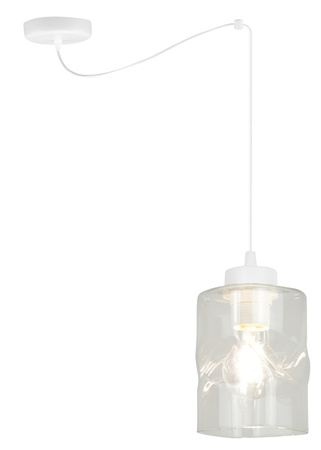 Lampa AURA Pająk Biała Sufitowa Wisząca Żyrandol 1 Szklany Klosz Bezbarwny