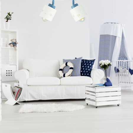 LAMPA SUFITOWA DZIECIĘCA GWIAZDKI WISZĄCA BIAŁO-NIEBIESKA RUCHOMA LUNARI LBN/2