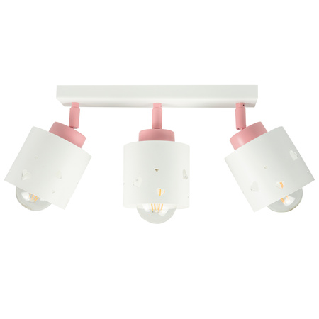 LAMPA SUFITOWA LISTWA DLA DZIECI RÓŻOWO BIAŁA SERDUSZKA WISZĄCA RUCHOMA LUMIMI LBR/3