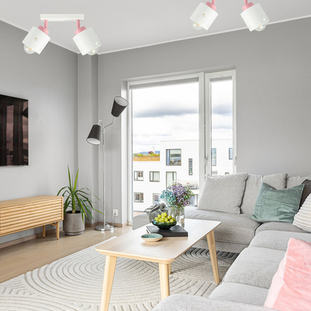 LAMPA SUFITOWA DLA DZIECI LISTWA SERDUSZKA BIAŁO-RÓŻOWA RUCHOMA LUMIMII LBR/2