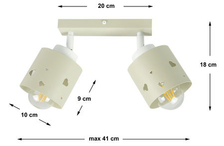 LAMPA SUFITOWA DLA DZIECI LUMIMI BEŻOWA SERCA LUMIMI LB/2