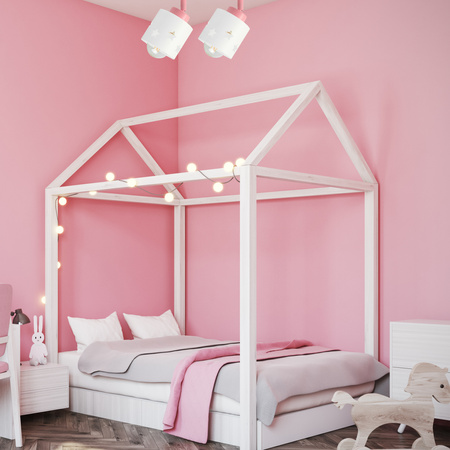 LAMPA SUFITOWA RÓŻOWO-BIAŁA GWIAZDKI DZIECIĘCA WISZĄCA RUCHOMA LUNARI LBR/2