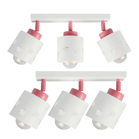 LAMPA SUFITOWA RÓŻOWA DLA DZIECI GWIAZDKI WISZĄCA BIAŁA LED RUCHOMA E27