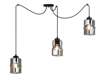 Lampa Sufitowa AURA Czarna Pająk 3 Szklany Klosz Grafitowy