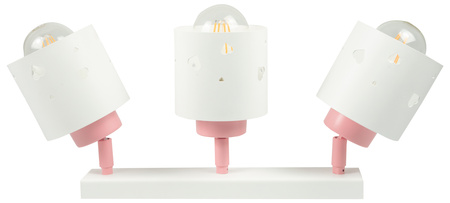 LAMPA SUFITOWA LISTWA DLA DZIECI RÓŻOWO BIAŁA SERDUSZKA WISZĄCA RUCHOMA LUMIMI LBR/3