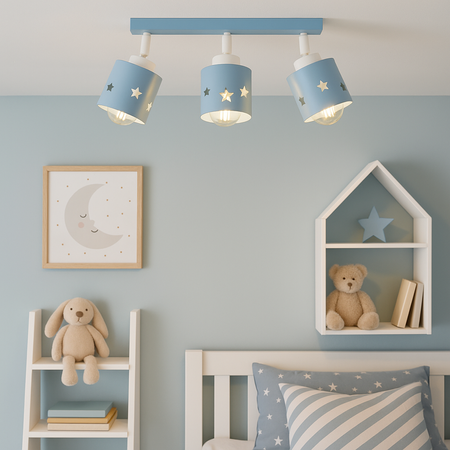 LAMPA SUFITOWA DZIECIĘCA NIEBIESKA WISZĄCA PLAFON GWIAZDKI RUCHOMY LUNARI LN/3