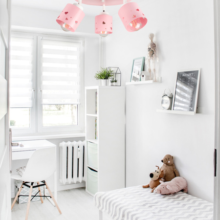 LAMPA SUFITOWA WISZĄCA RÓŻOWA DLA DZIECI PLAFON ŻYRANDOL SERCA LED RUCHOMY LUMIMI PR/3