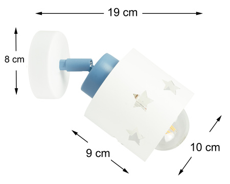 KINKIET BIAŁY GWIAZDKI DLA DZIECI LAMPA ŚCIENNA WISZĄCA PLAFON LED RUCHOMY LUNARI KBN/1