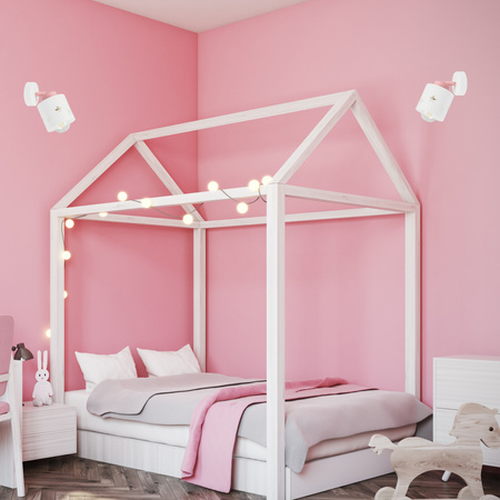 KINKIET BIAŁO - RÓŻOWY GWIAZDKI DLA DZIECI LAMPA ŚCIENNA LUNARI KBR/1