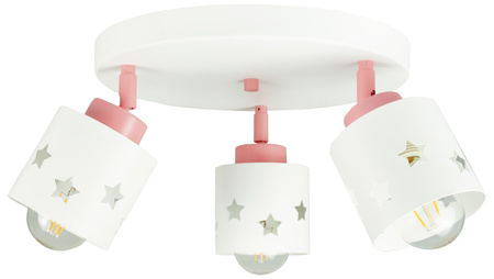 LAMPA SUFITOWA DZIECIĘCA PLAFON BIAŁY RÓŻOWY DLA DZIECI RUCHOMY E27 LUNARI PBR/3
