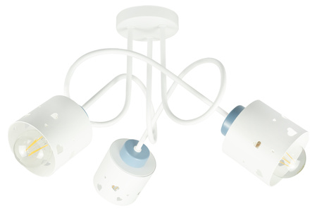 LAMPA SUFITOWA DLA DZIECI LED BIAŁO-NIEBIESKA ŻYRANDOL SERCA NOWOCZESNA ŻYRANDOL LUMIMI BBN/3