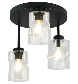 Plafon sufitowy AURA Czarny Szklany Bezbarwny Klosz