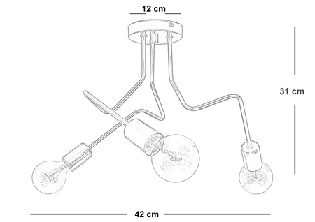 LAMPA SUFITOWA LUNA 1005/3 KOLOR ŻÓŁTY MODERNO