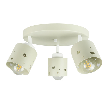 LAMPA SUFITOWA PLAFON BEŻOWA DLA DZIECI WISZĄCA ŻYRANDOL SERCA LED RUCHOMY LUMIMI PB/3