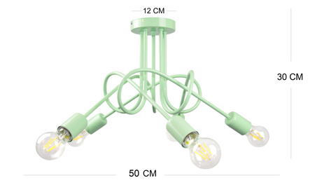 LAMPA SUFITOWA DZIECIĘCA MONDO 5 SELEDYN PASTEL