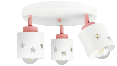 LAMPA SUFITOWA DZIECIĘCA PLAFON BIAŁY RÓŻOWY DLA DZIECI RUCHOMY E27 LUNARI PBR/3