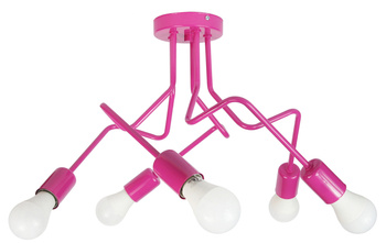 LAMPA SUFITOWA LUNA 1005/5 KOLOR RÓŻOWY MODERNO