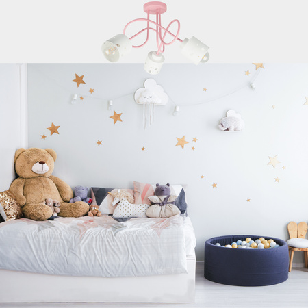 LAMPA SUFITOWA KOLOROWA DLA DZIECI RÓŻOWA ŻYRANDOL E27 SERCA WISZĄCA LUMIMI RB/3